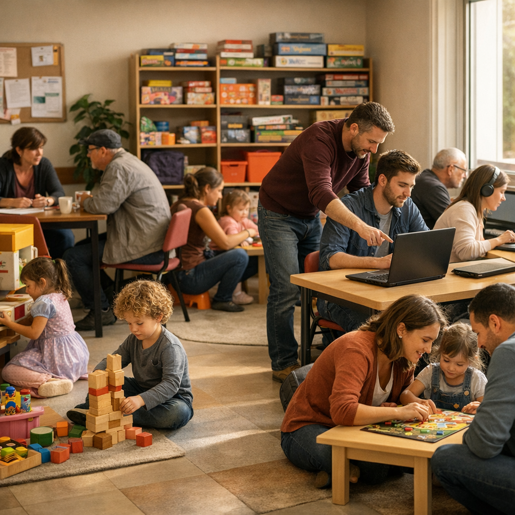 Les secteurs d’activités et services : centre social, ludothèque, numérique, familles